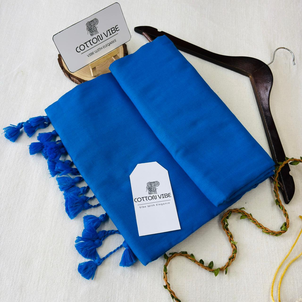 Sea Blue Khadi Cotton Saree