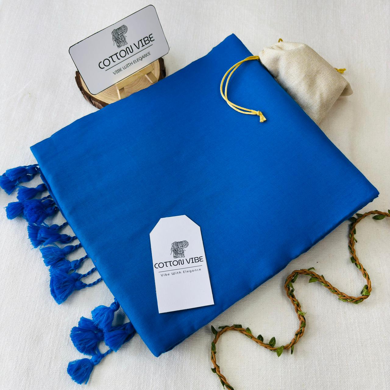 Sea Blue Khadi Cotton Saree