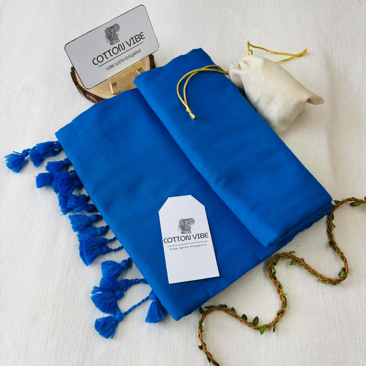 Sea Blue Khadi Cotton Saree