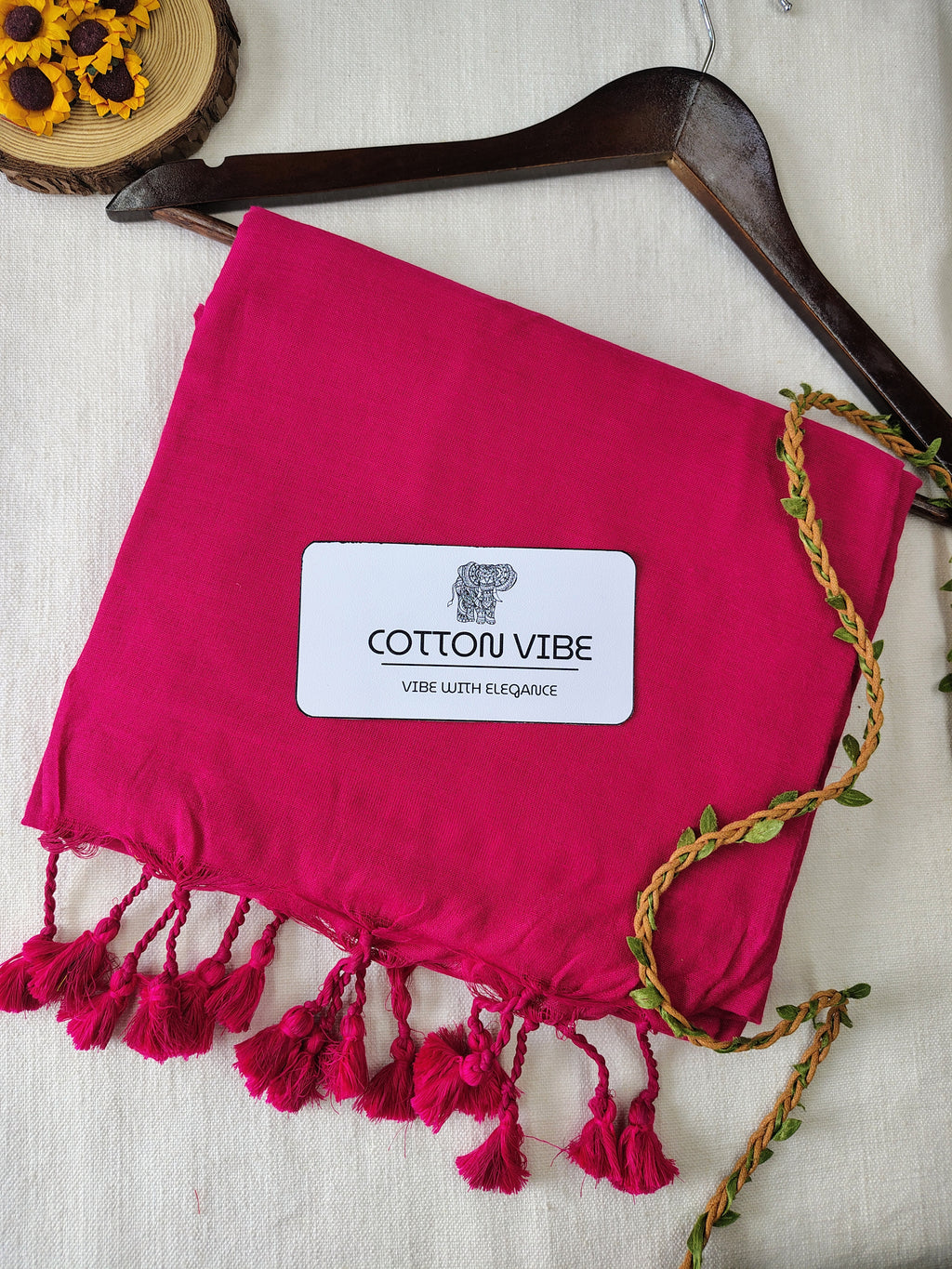 Pink Cotton Khadi Saree With Designer Flower Based Printed Blouse