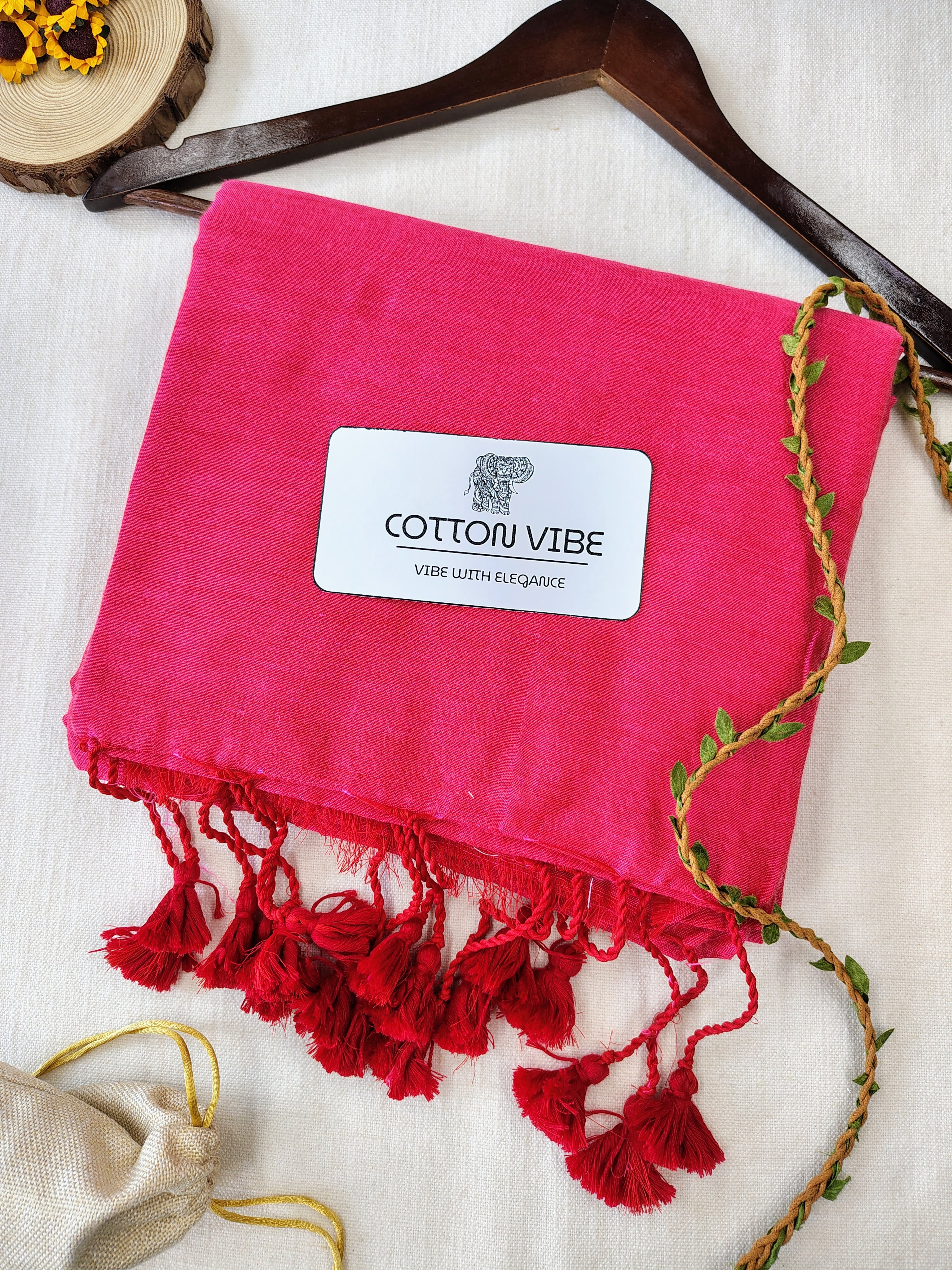 Tometo Cotton Khadi Saree With Designer Flower Based Printed Blouse