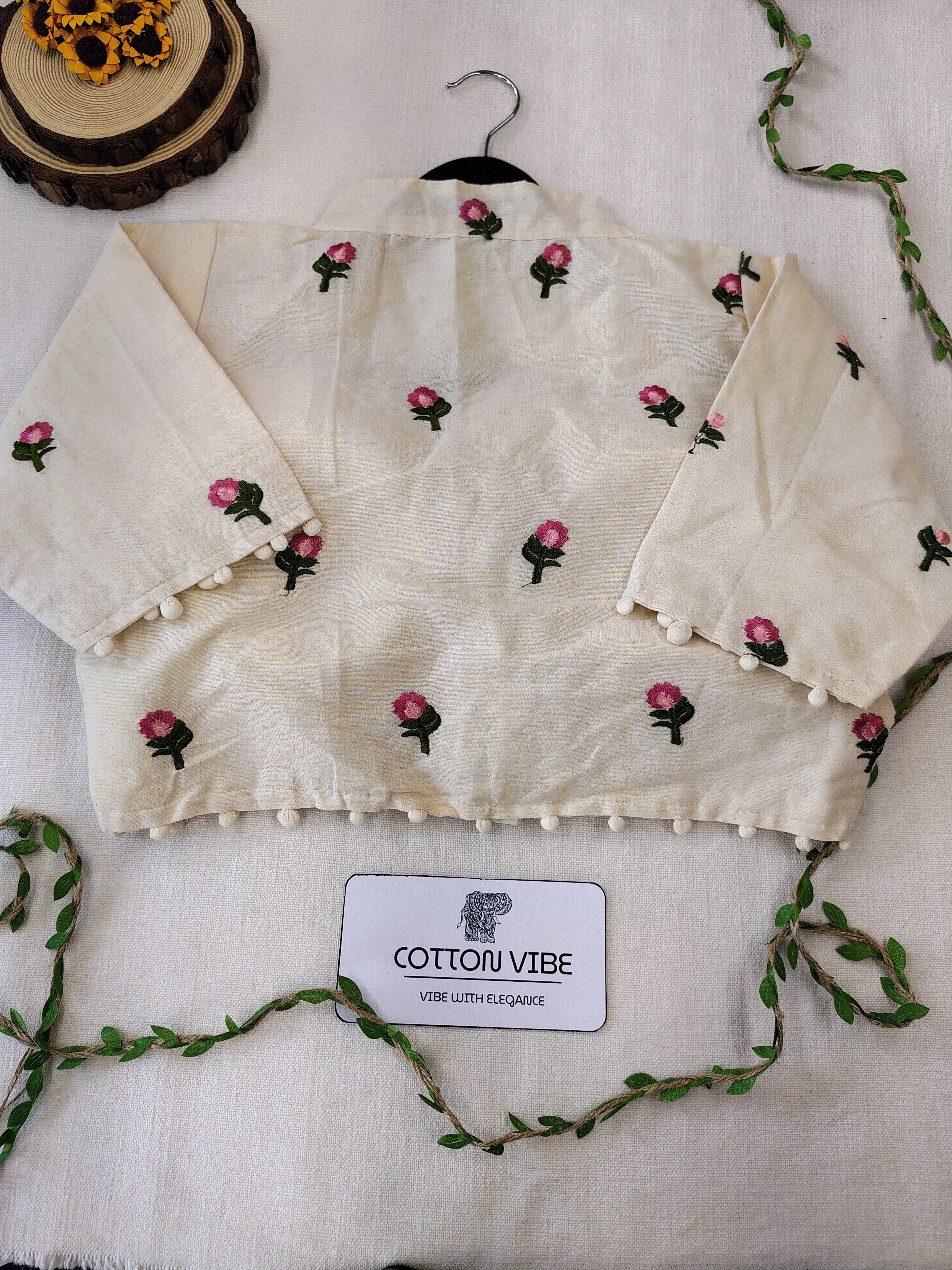 Baby Pink Cotton Khadi Saree With Embrodery Work Redy Made Blouse