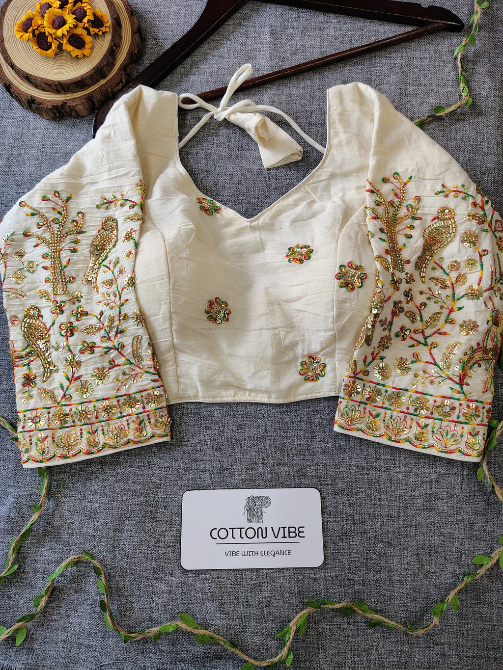 Yellow Cotton Khadi Saree With Embrodery Work Redy Made Blouse