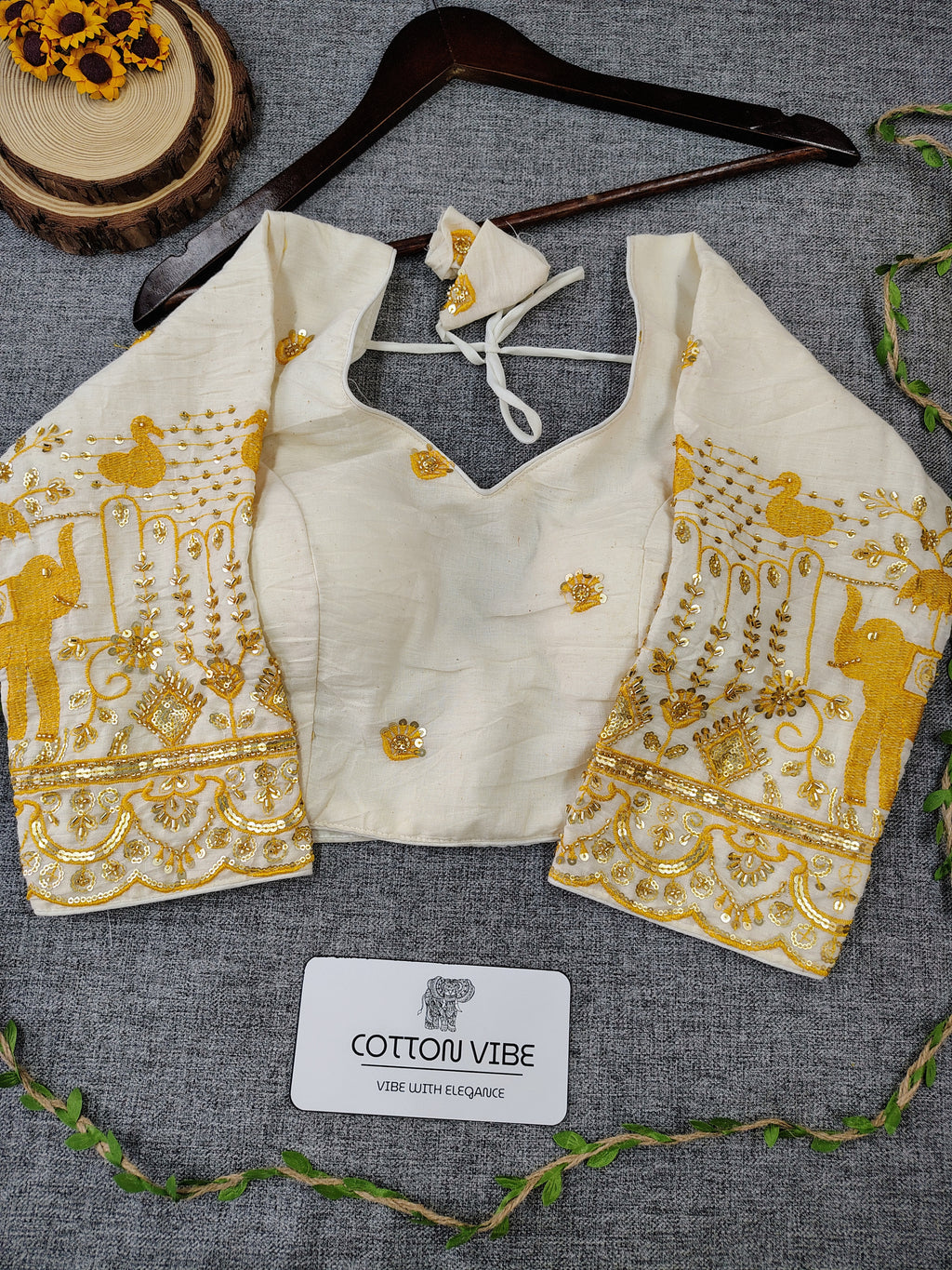 Yellow Cotton Khadi Saree With Embrodery Work Redy Made Blouse