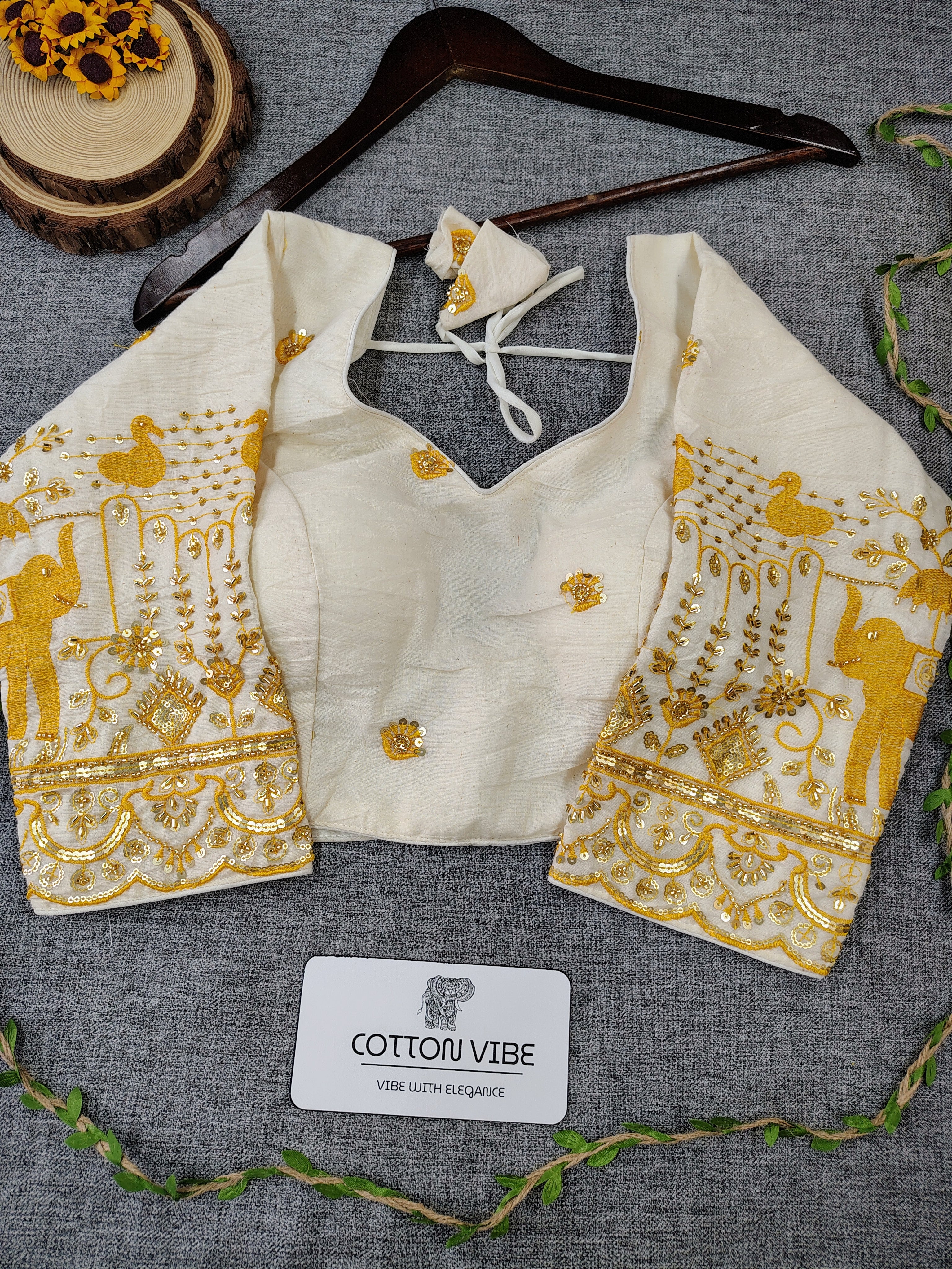 Yellow Cotton Khadi Saree With Embrodery Work Redy Made Blouse