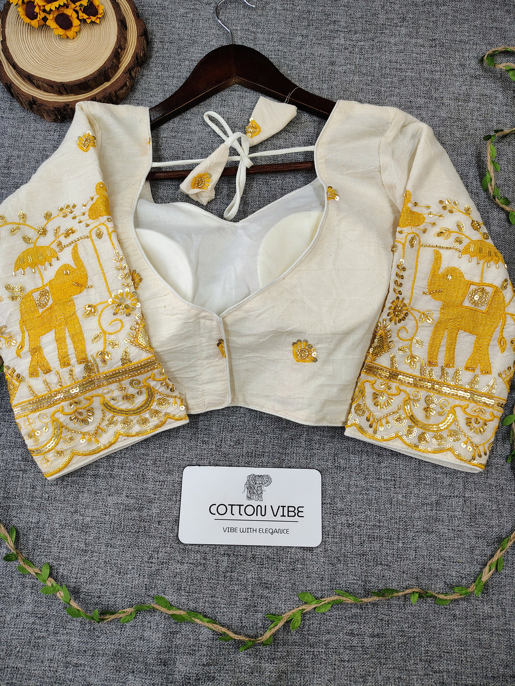 Yellow Cotton Khadi Saree With Embrodery Work Redy Made Blouse