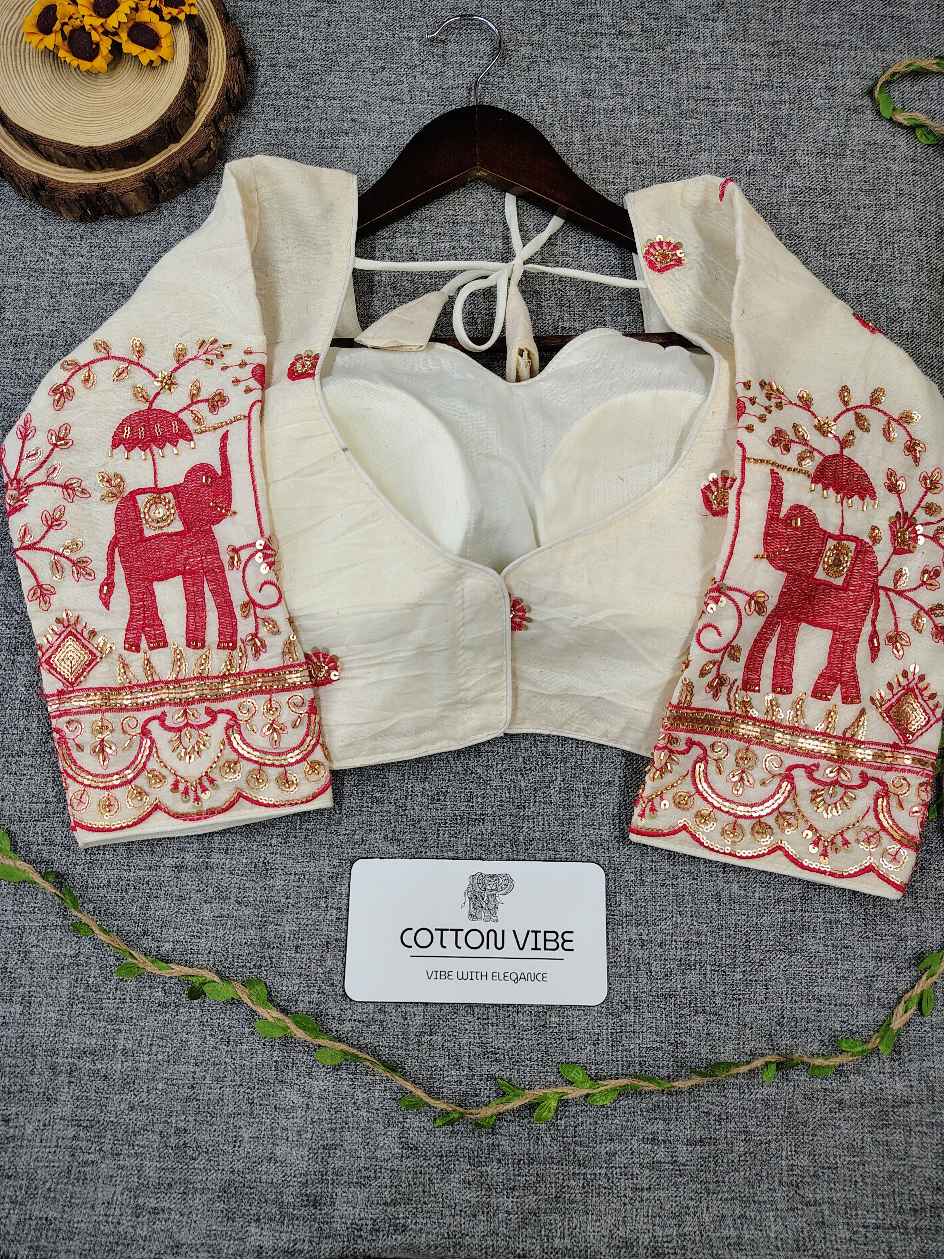 Redies Pink Cotton Khadi Saree With Embrodery Work Redy Made Blouse