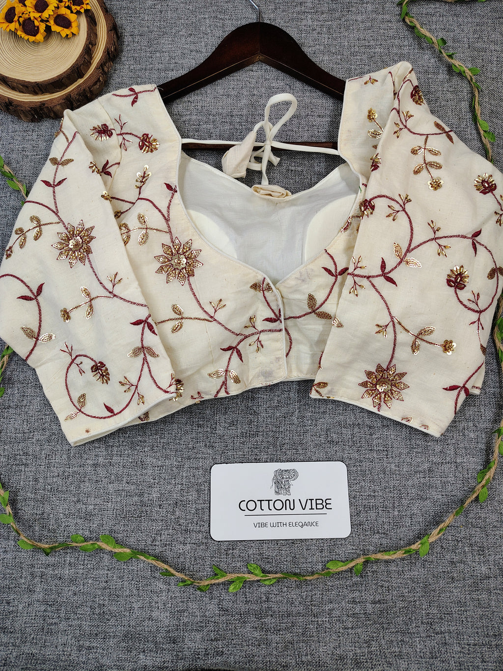 Classy Maroon Cotton Khadi Saree With Embrodery Work Redy Made Blouse