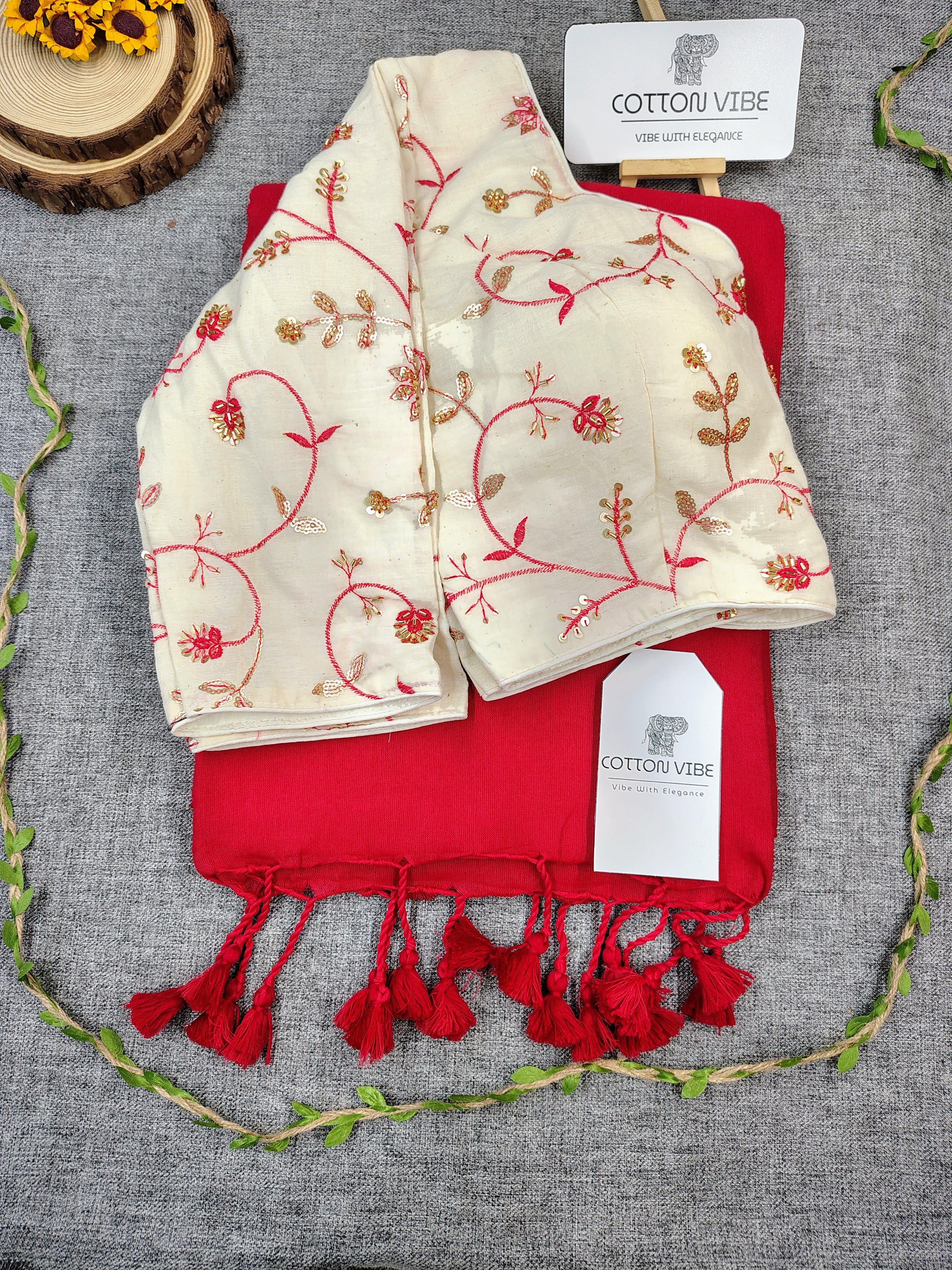 Pink With Redies Cotton Khadi Saree With Embrodery Work Redy Made Blouse