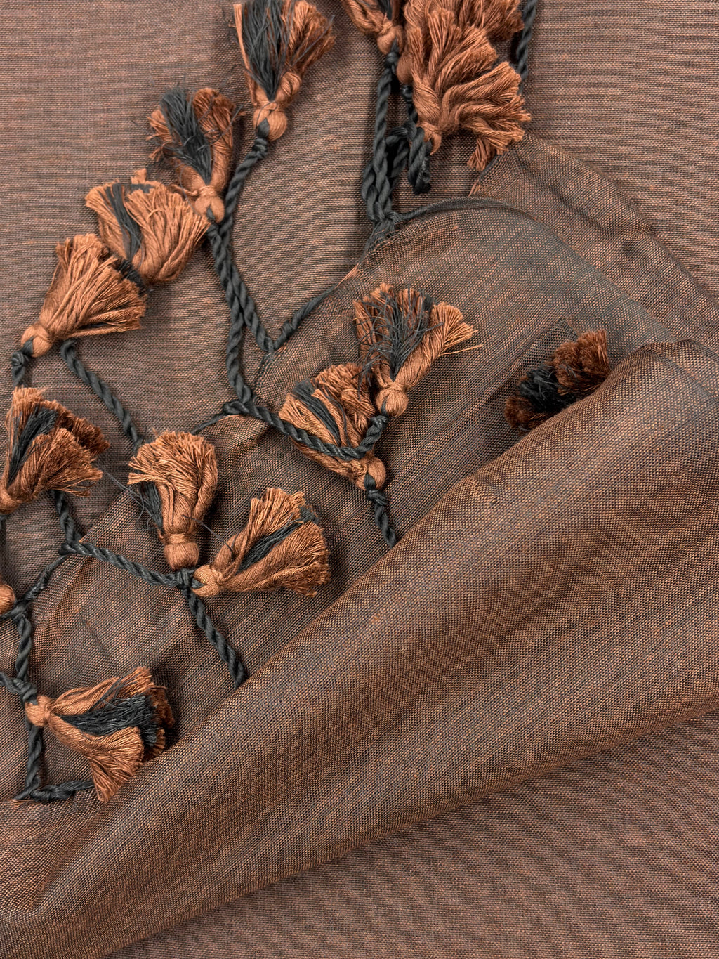 Dark Brown Khadi Cotton Saree