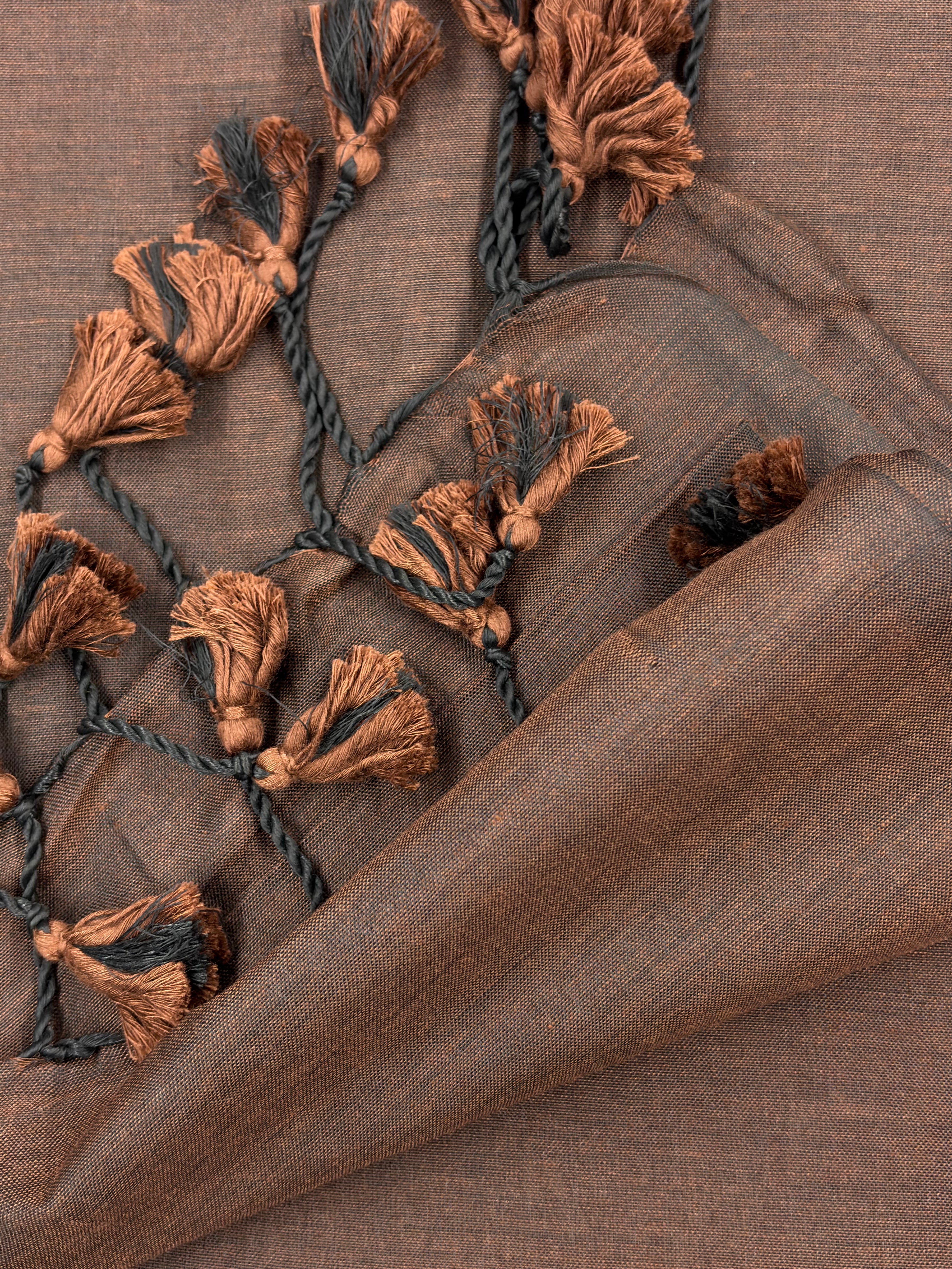 Dark Brown Khadi Cotton Saree