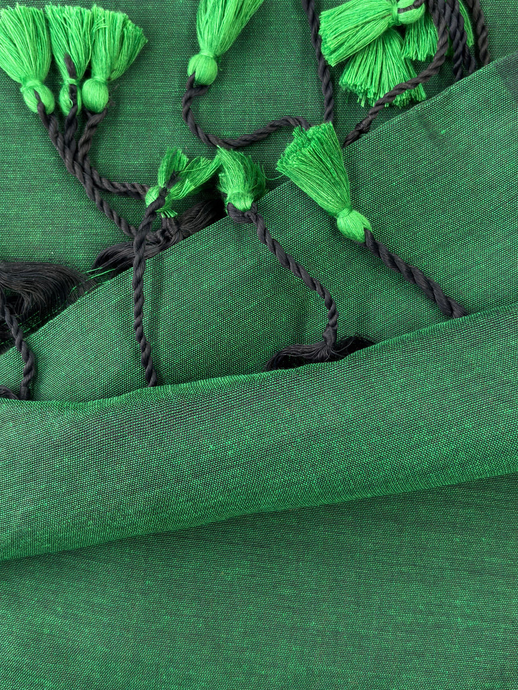 Bottol Green Khadi Cotton Saree