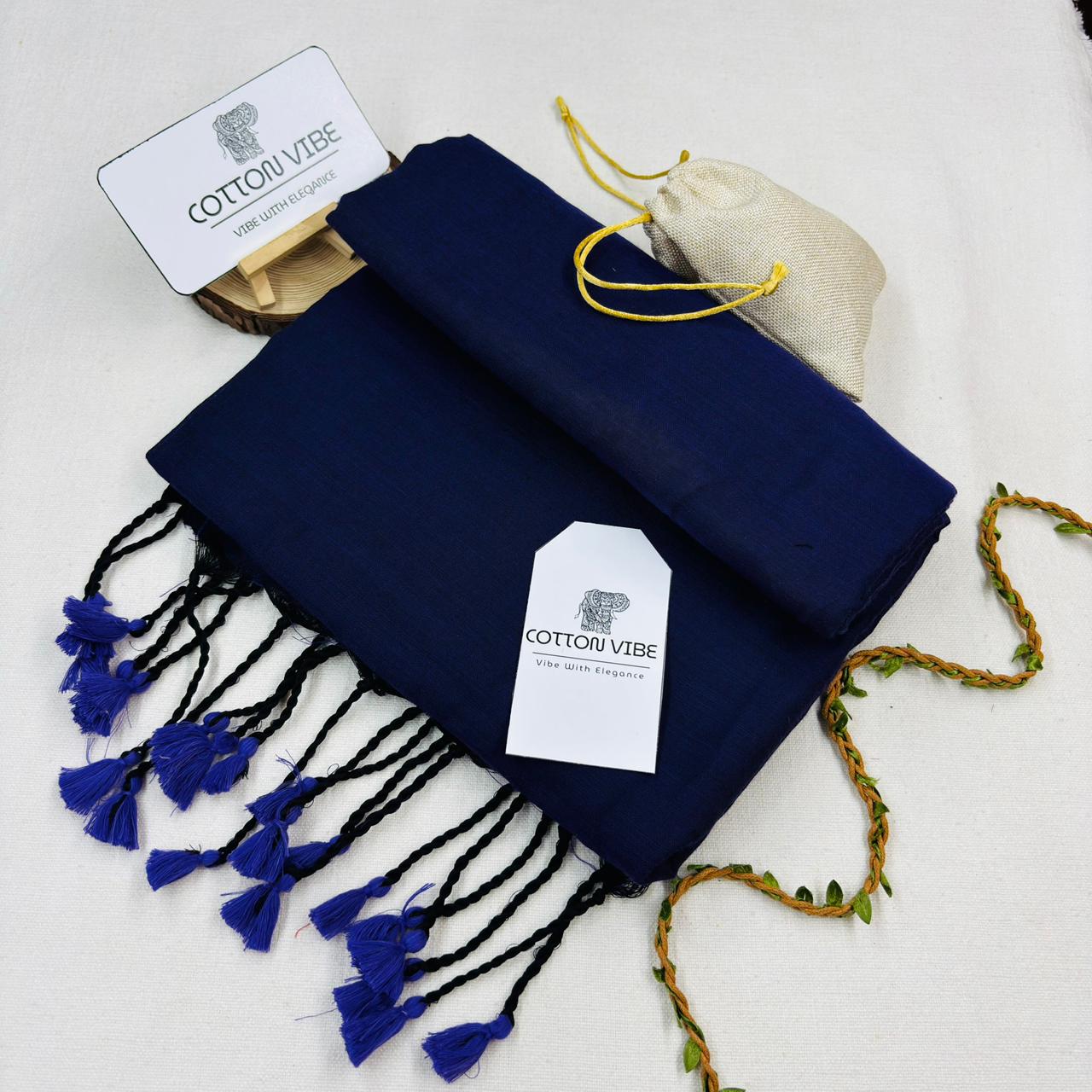 Royal Blue Cotton Saree