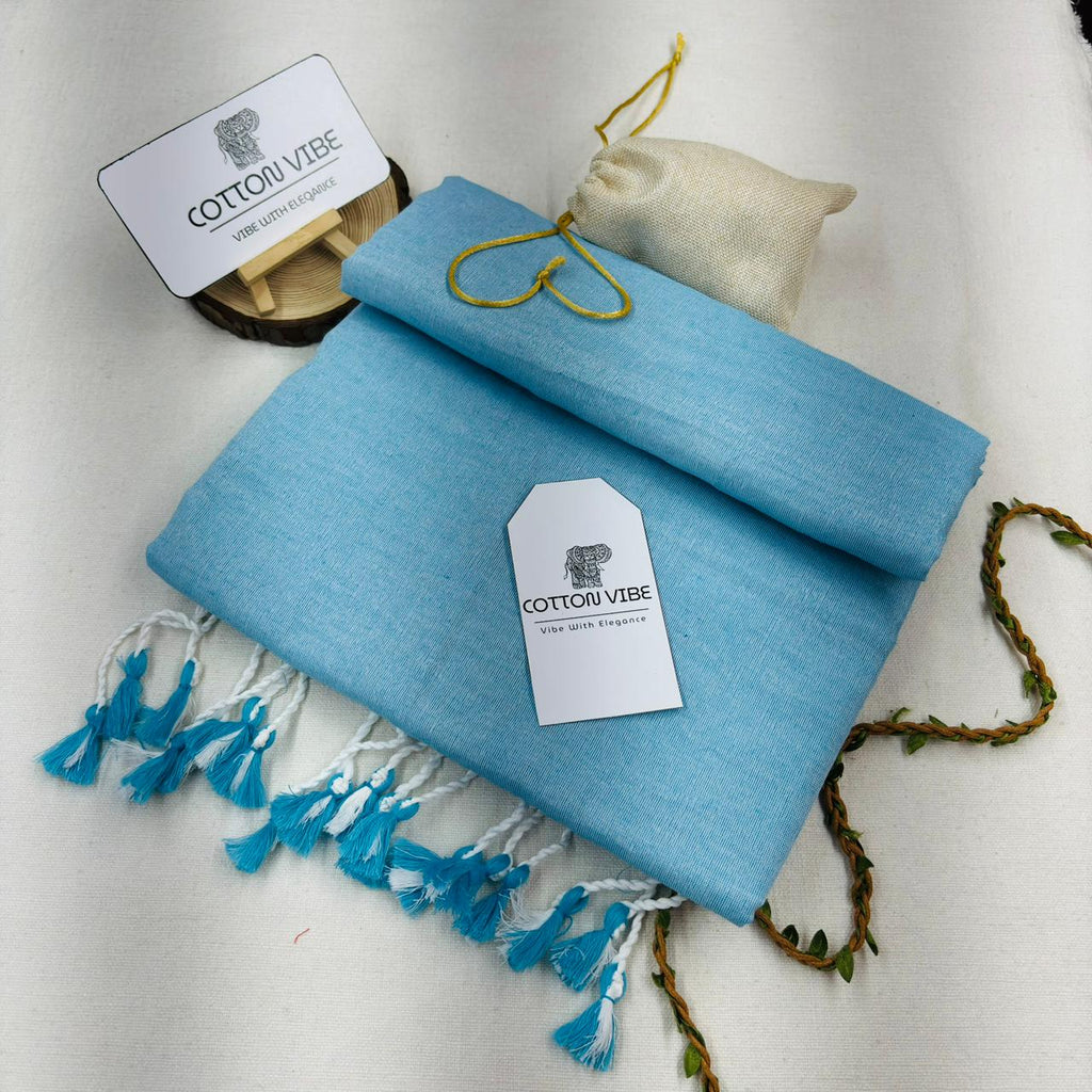 Light Sky Cotton Saree