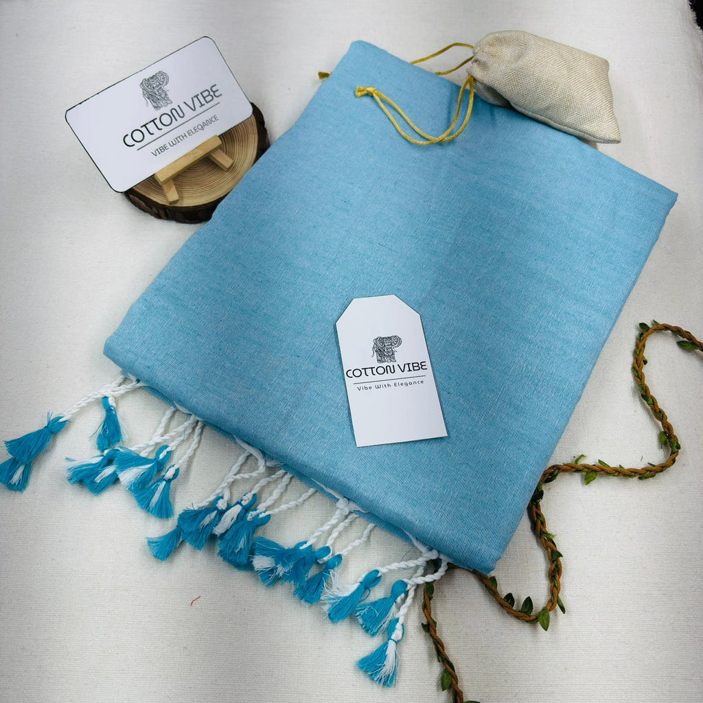 Light Sky Cotton Saree