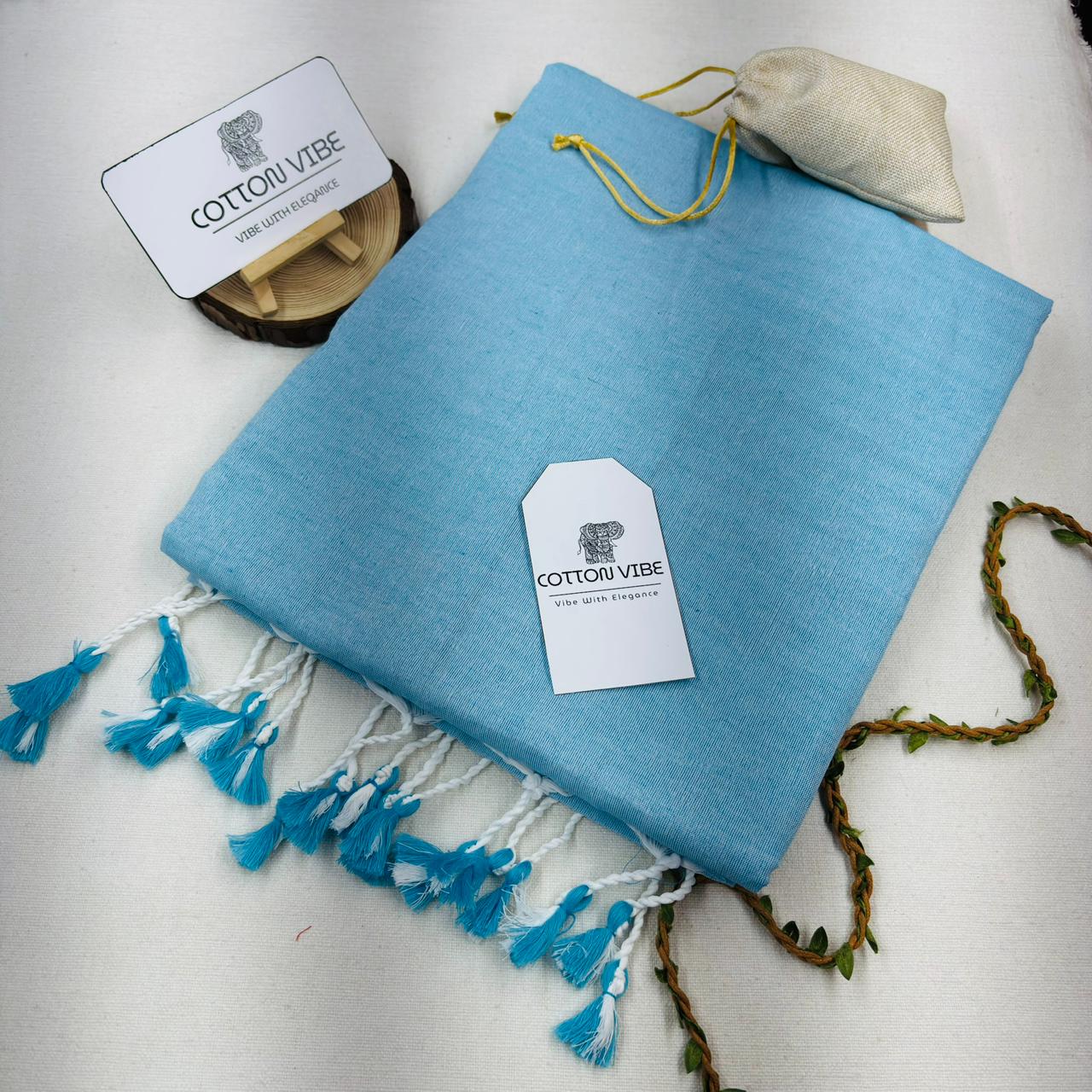 Light Sky Cotton Saree