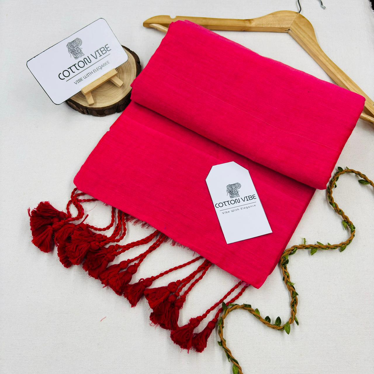 Charry Redies Red Cotton Saree