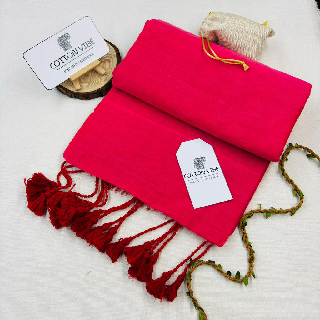 Charry Redies Red Cotton Saree