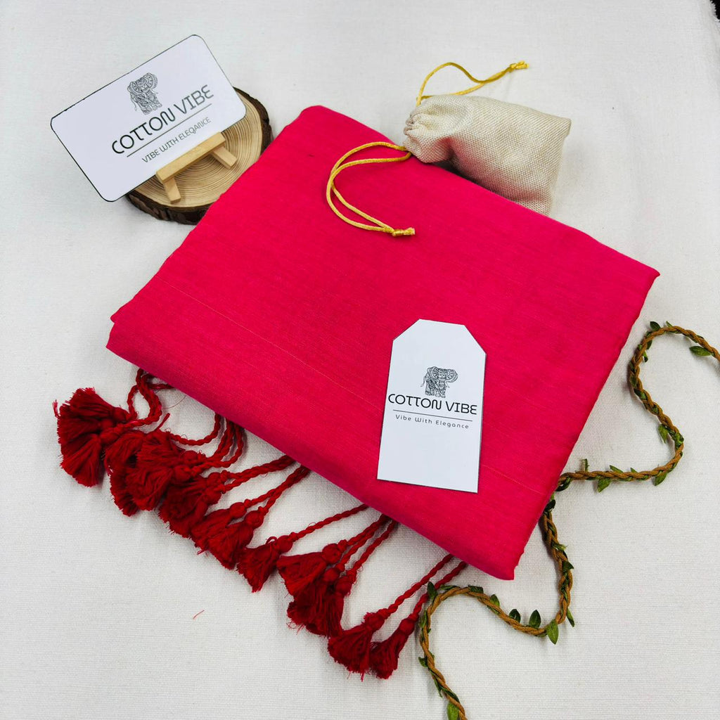 Charry Redies Red Cotton Saree