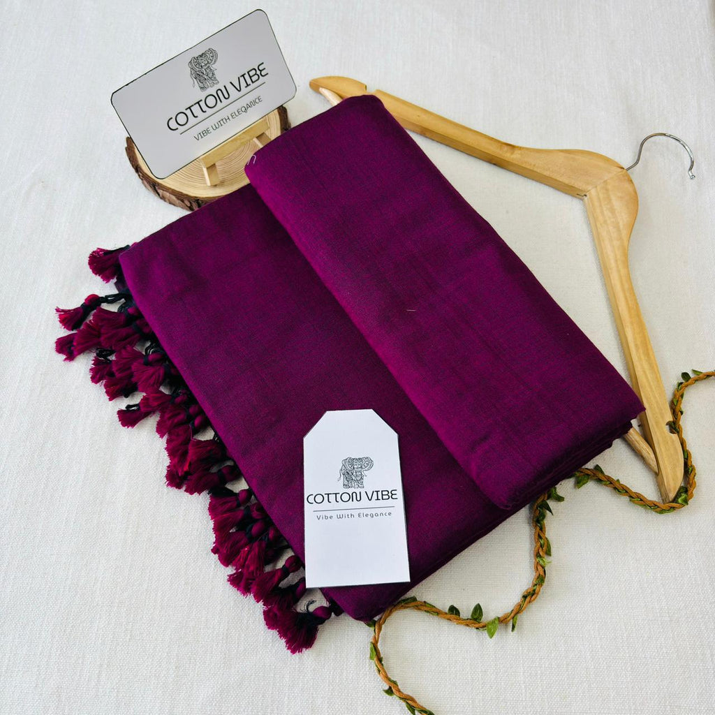 Dark Rani Cotton Saree