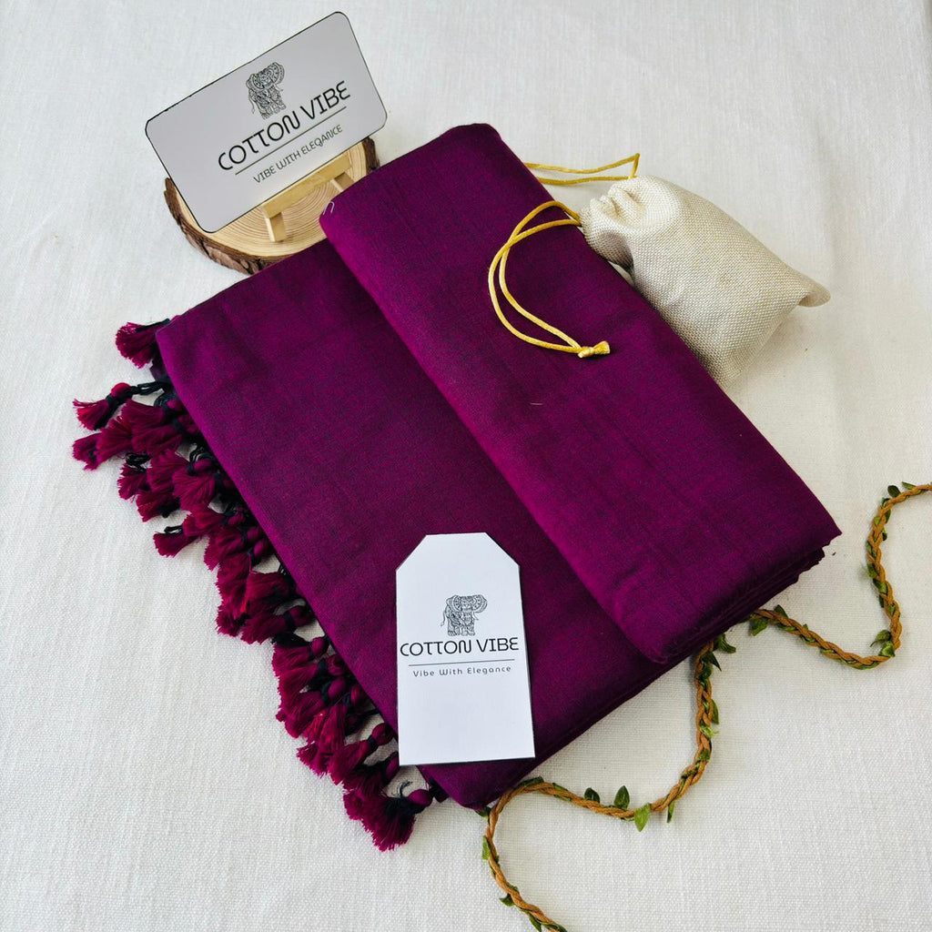 Dark Rani Cotton Saree