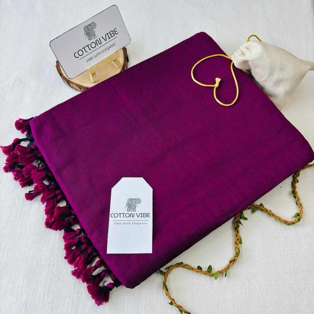 Dark Rani Cotton Saree
