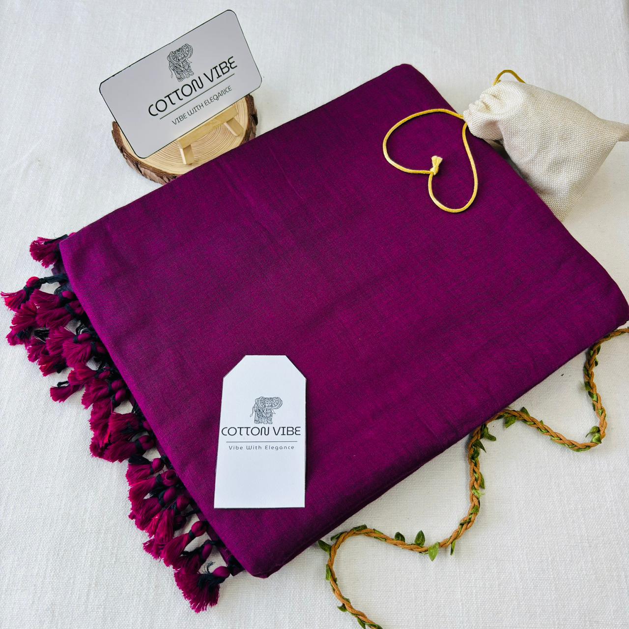 Dark Rani Cotton Saree