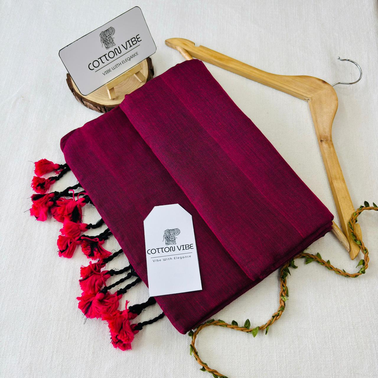 Classic Red Khadi Cotton Saree