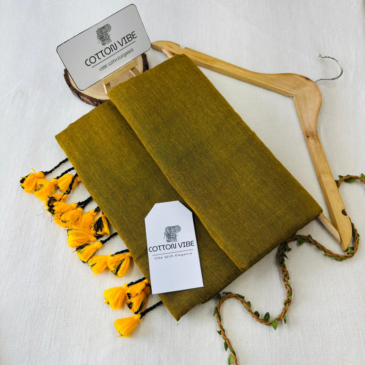 Mehndi Khadi Cotton Saree