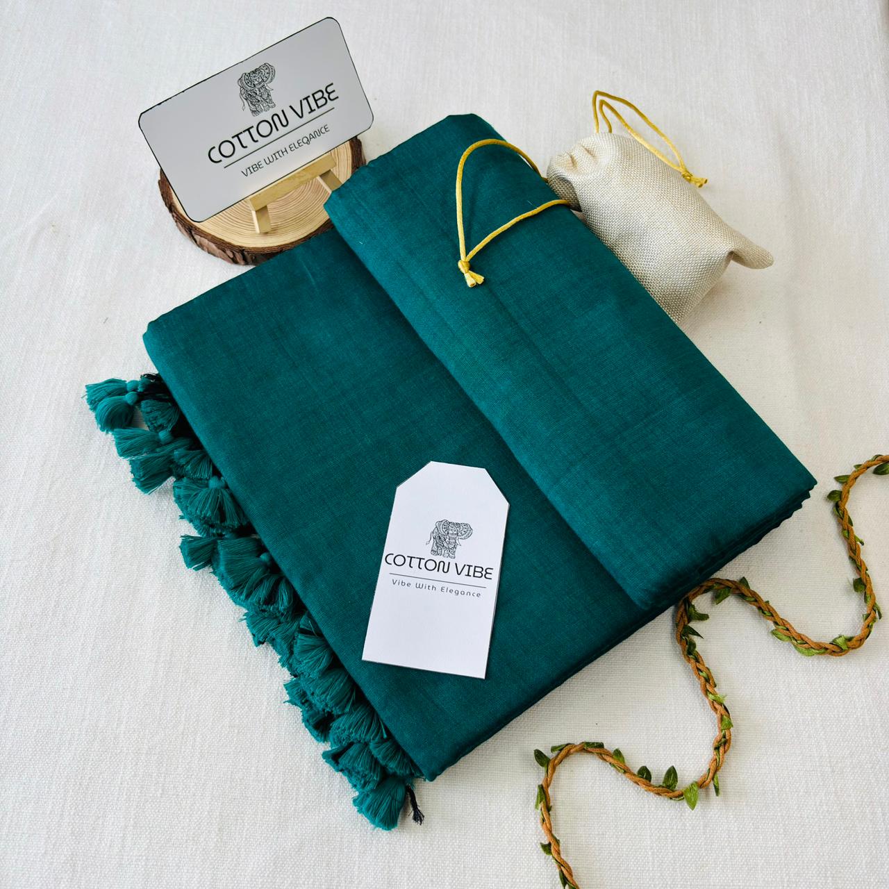 Venice Green Khadi Cotton Saree