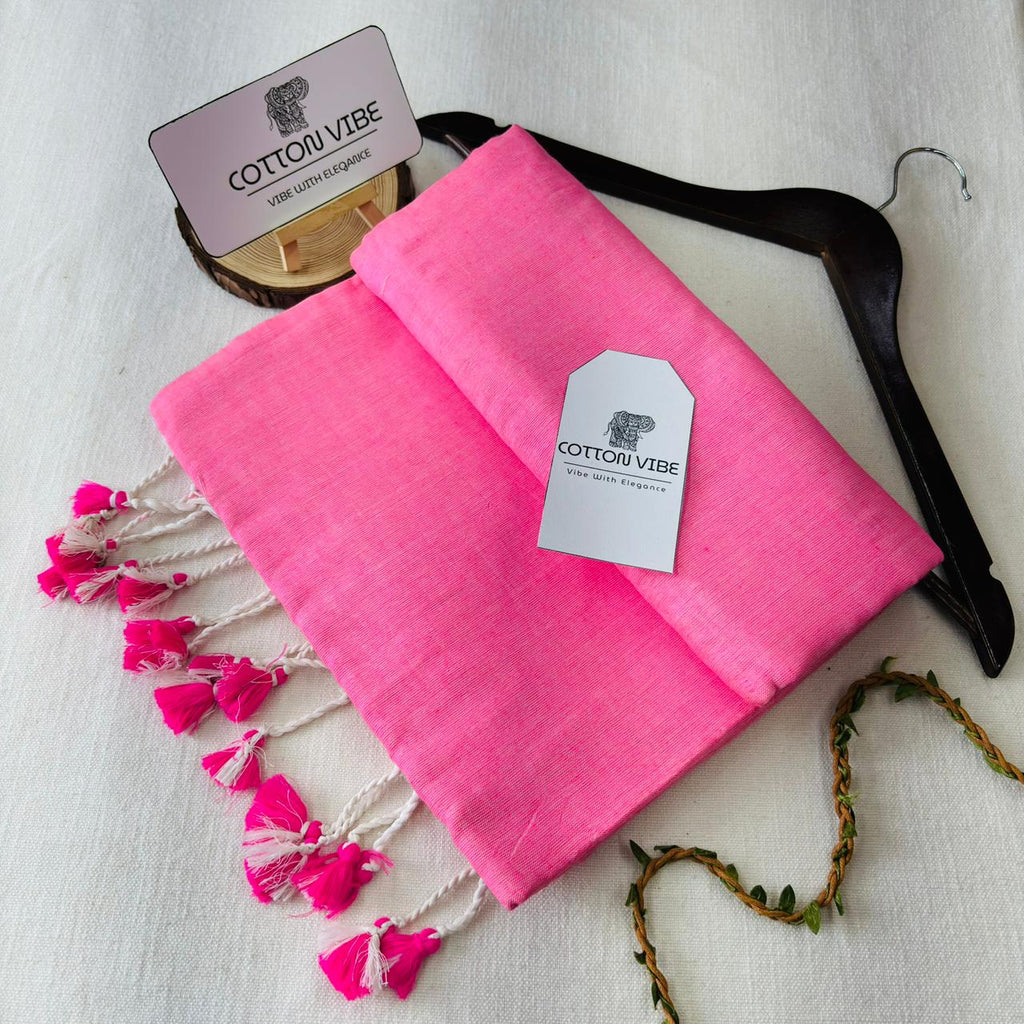 Pink Khadi Cotton Saree