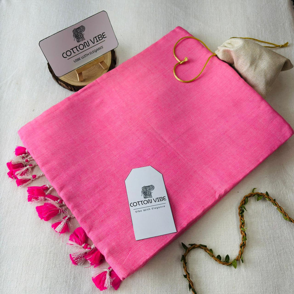 Pink Khadi Cotton Saree
