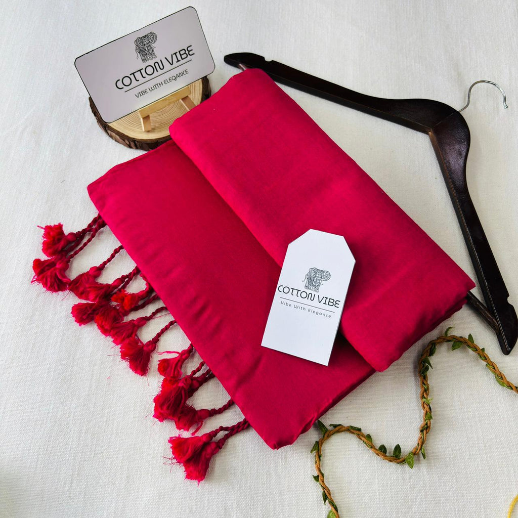 Blussinng Pink Red Khadi Cotton Saree