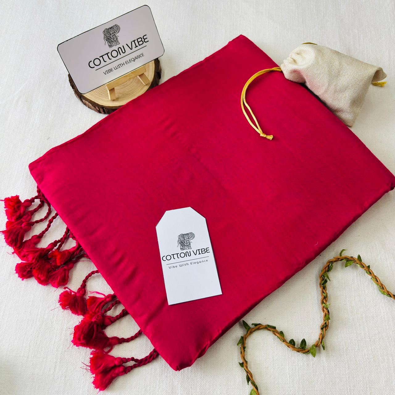 Blussinng Pink Red Khadi Cotton Saree