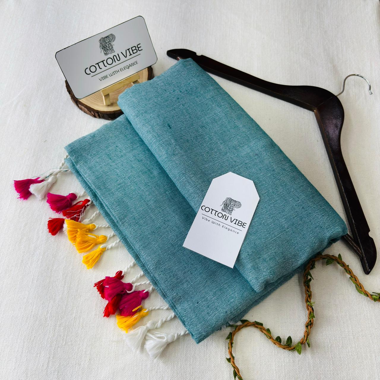 Light Sky Khadi Cotton Saree