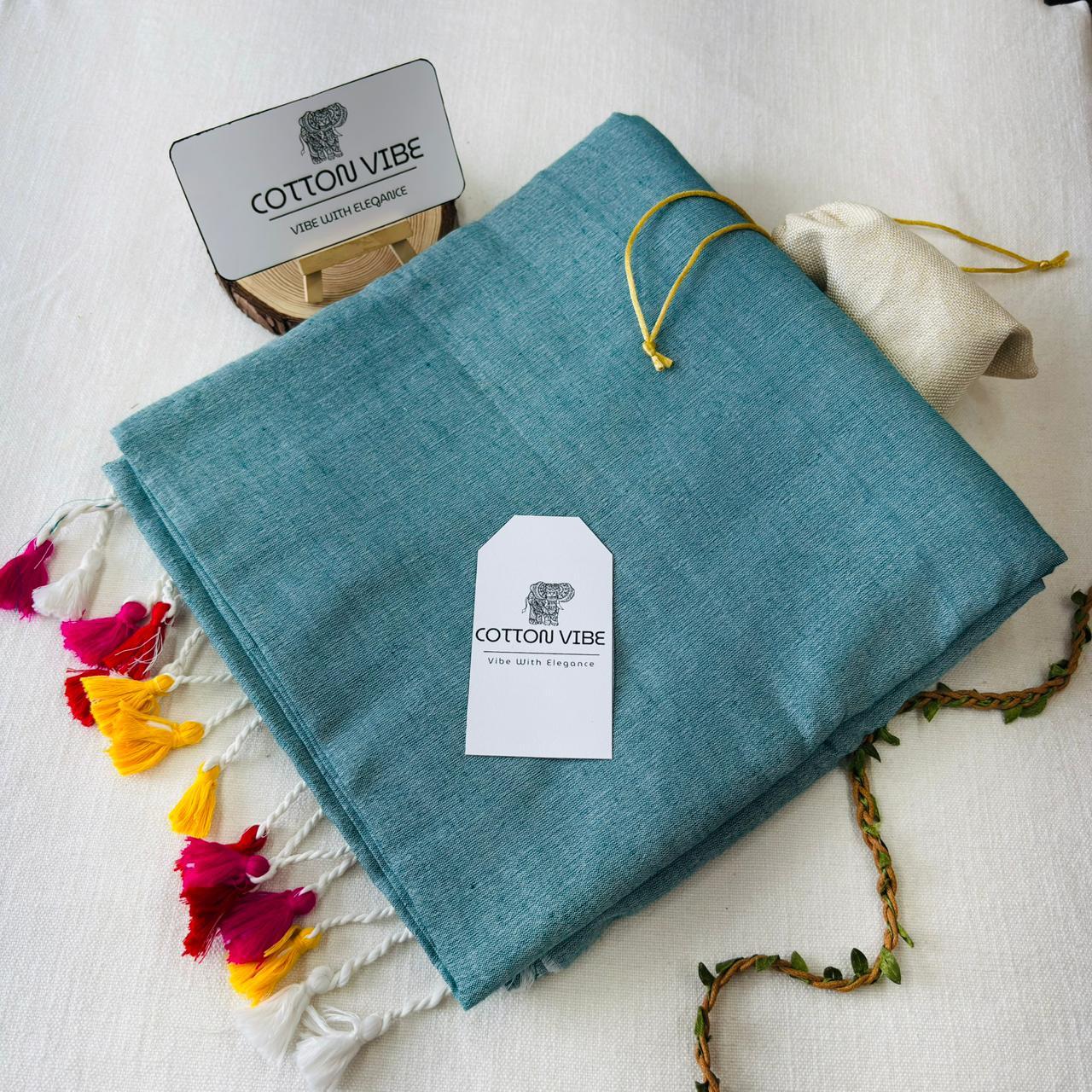 Light Sky Khadi Cotton Saree