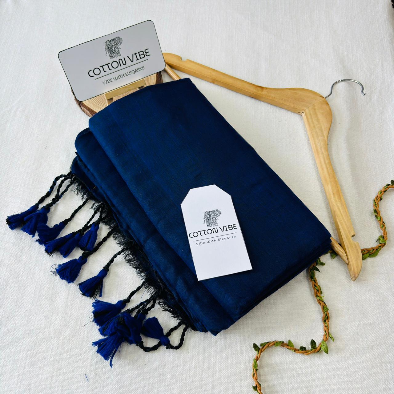 Dark Blue Khadi Cotton Saree