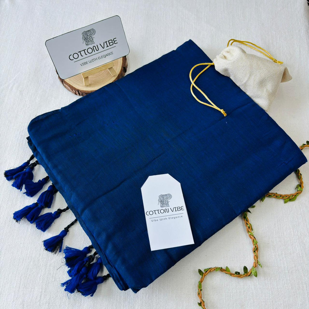 Dark Blue Khadi Cotton Saree
