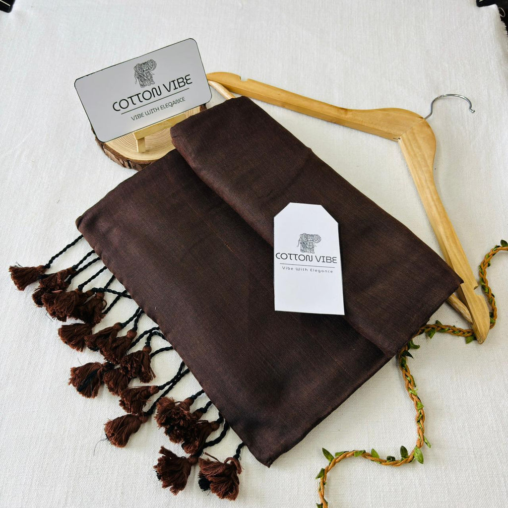 Dark Brown Khadi Cotton Saree