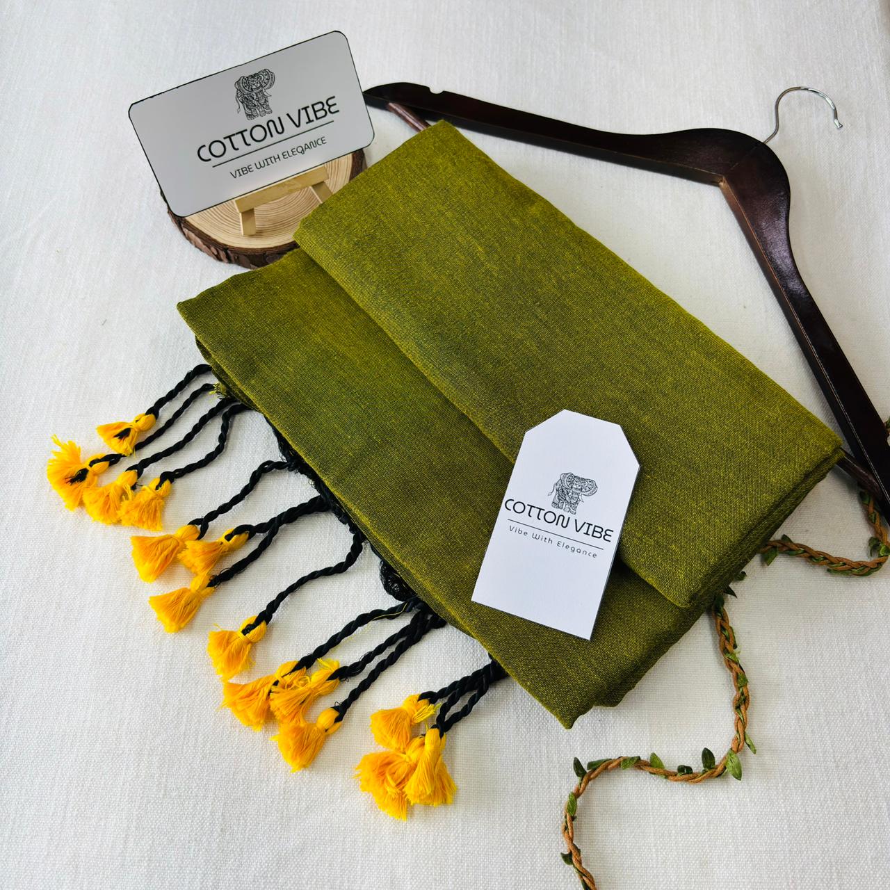 Olive Cotton Saree
