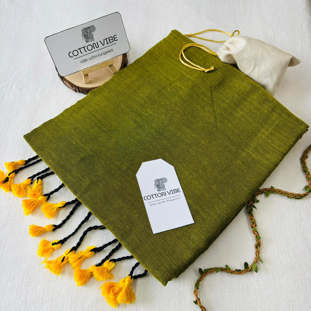 Olive Cotton Saree