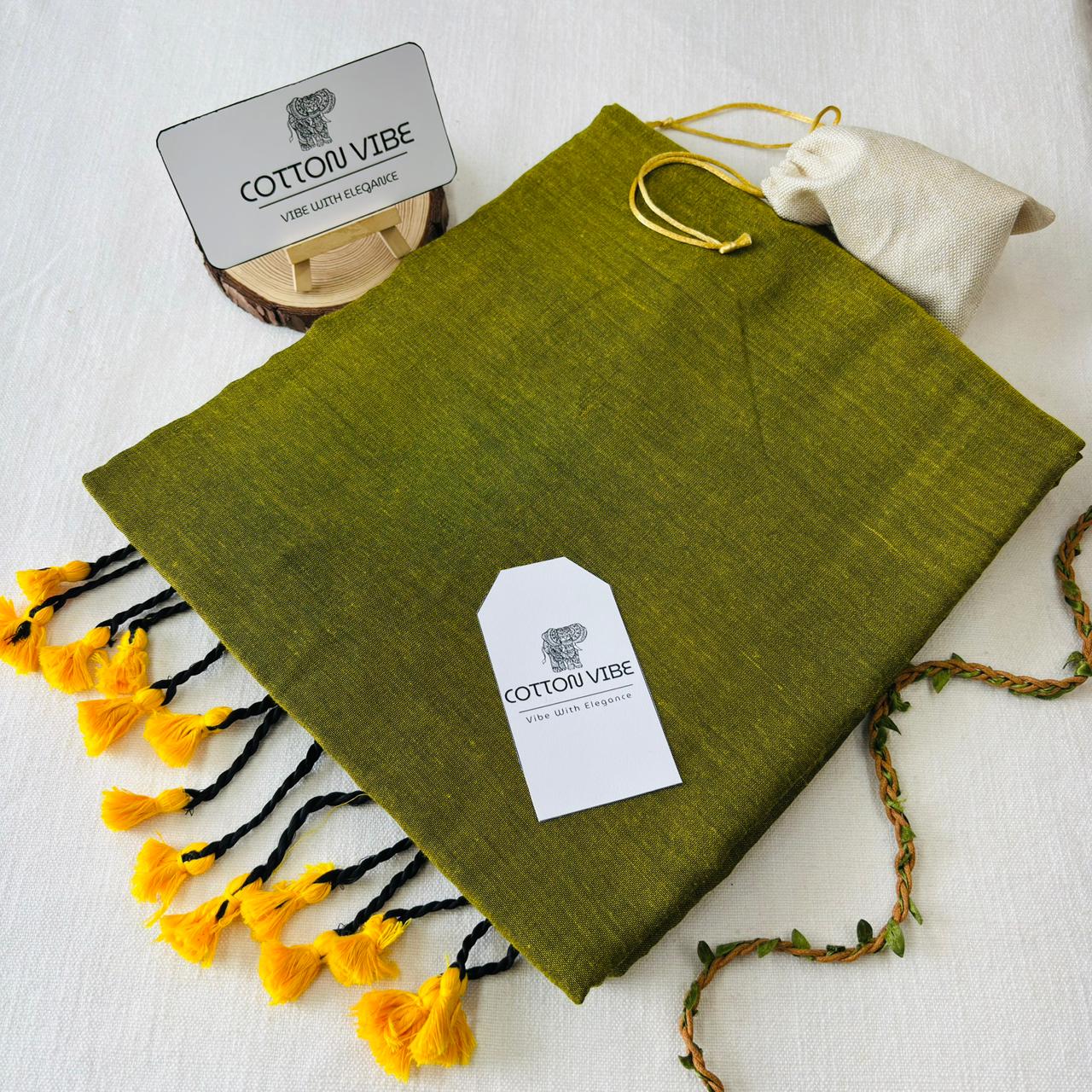 Olive Cotton Saree