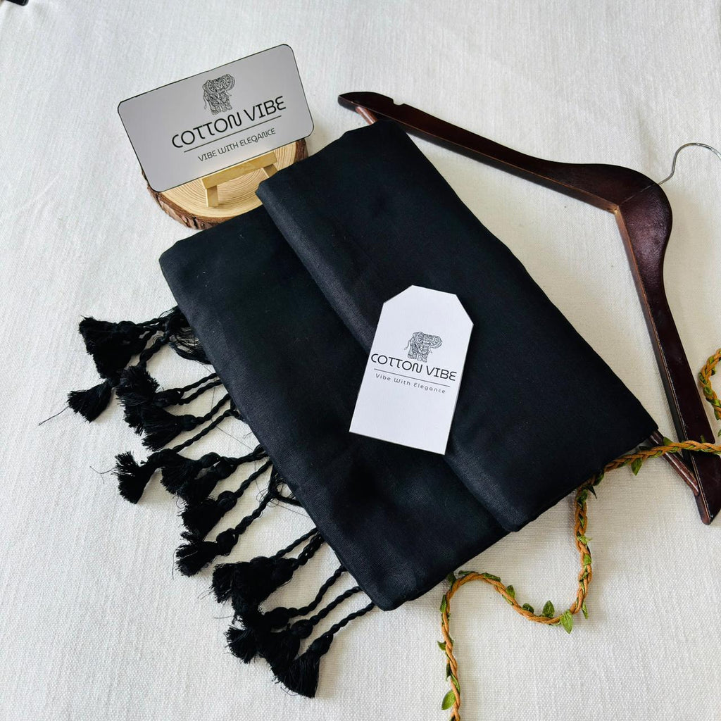 Black Khadi Cotton Saree