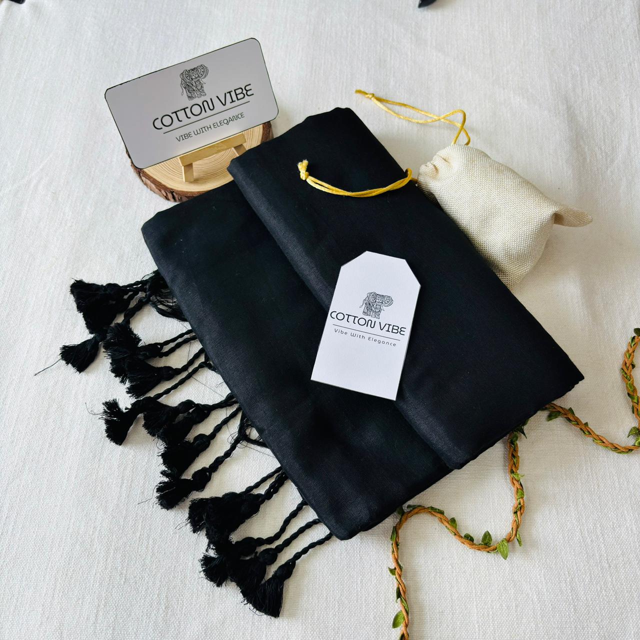 Black Khadi Cotton Saree