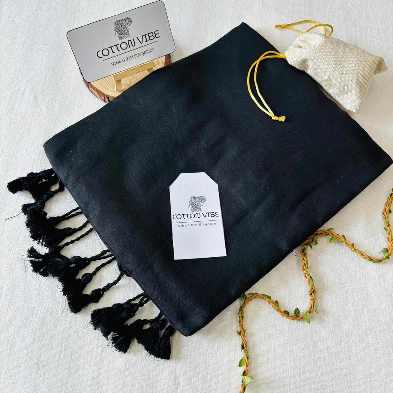 Black Khadi Cotton Saree