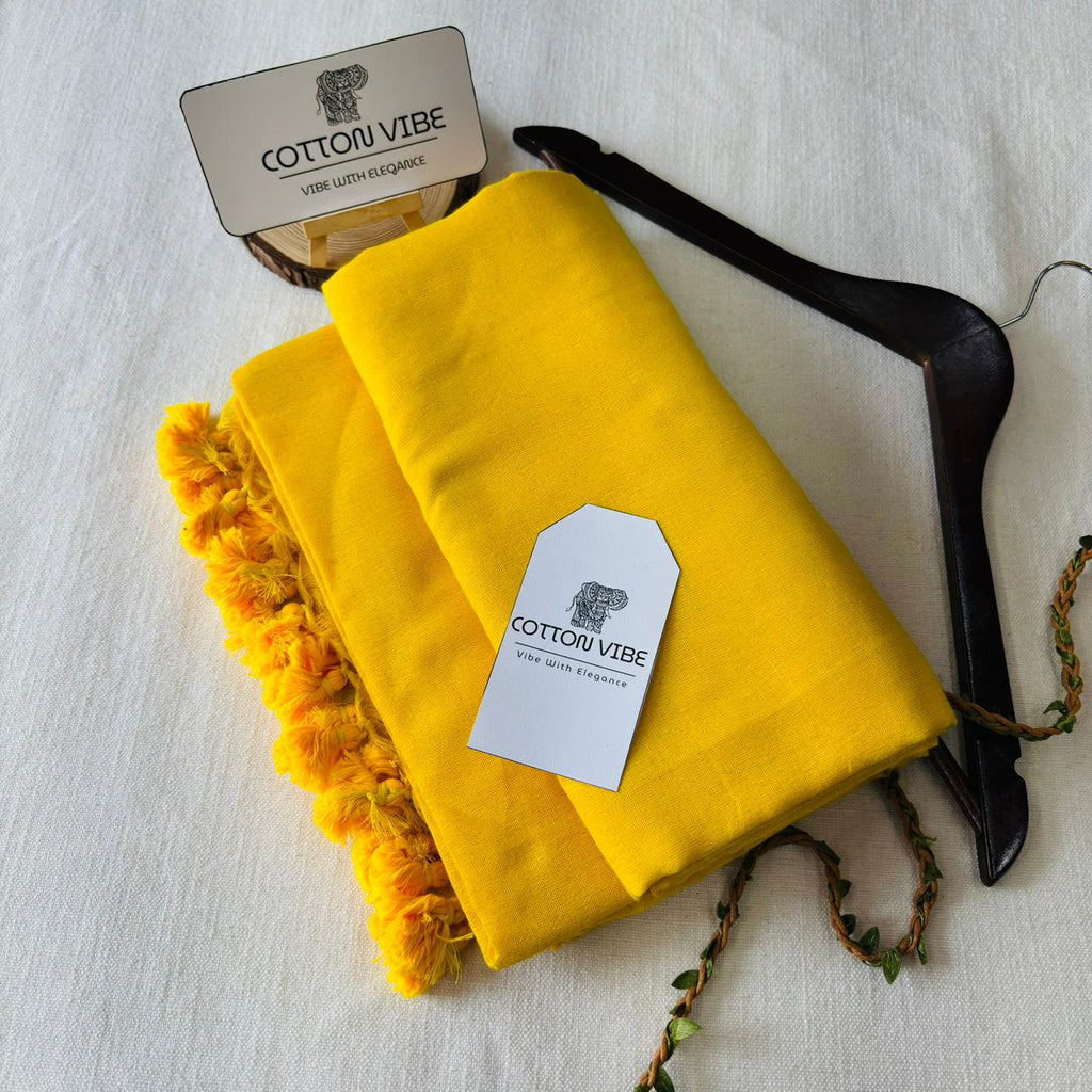 Yellow Khadi Cotton Saree