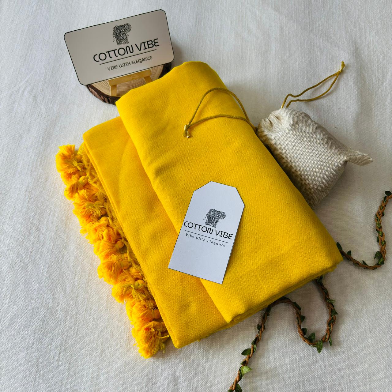 Yellow Khadi Cotton Saree
