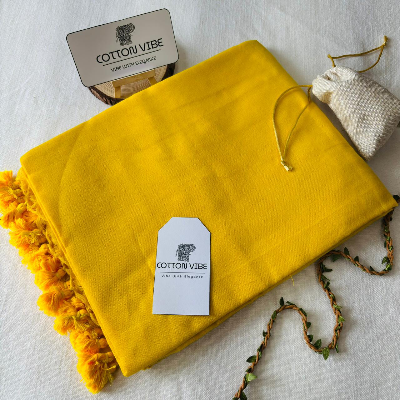 Yellow Khadi Cotton Saree