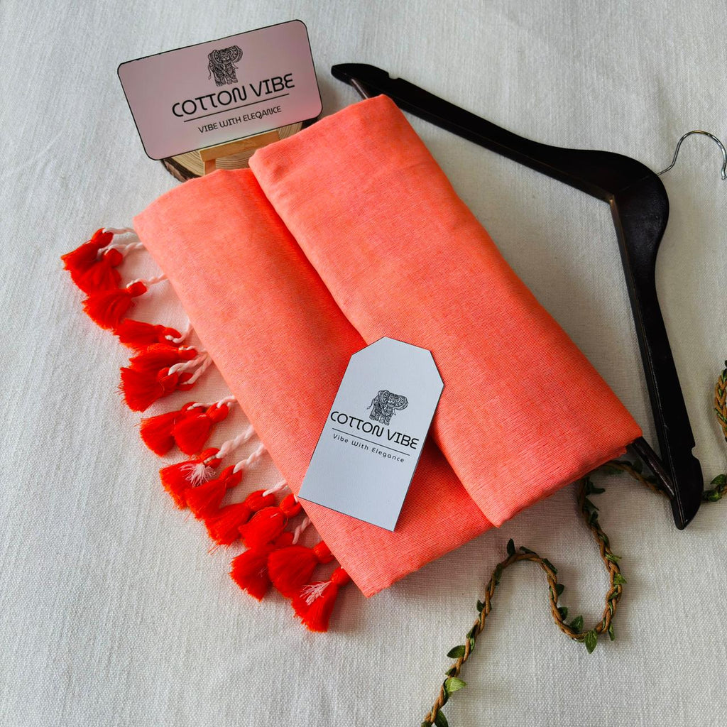 Light Orange Cotton Saree