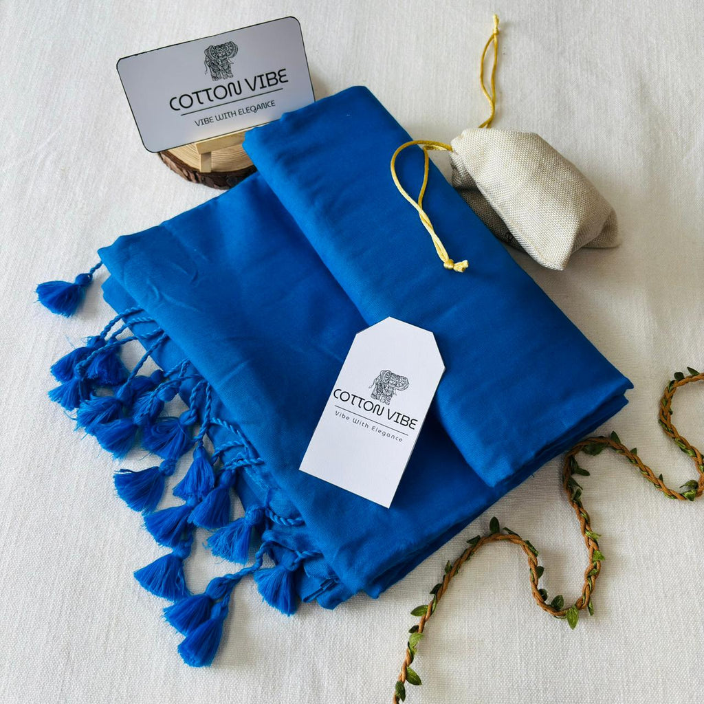 Blue Khadi Cotton Saree